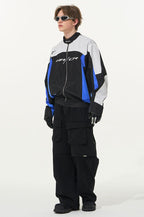 Embroidered Color - Blocked Stand Collar Racing Jacket - COPPING THREADS - Harsh and Cruel
