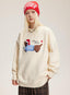 Embroidered Flocked Dog Print Knit Sweater - COPPING THREADS - CATTEE