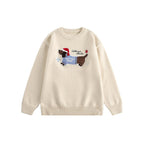 Embroidered Flocked Dog Print Knit Sweater - COPPING THREADS - CATTEE