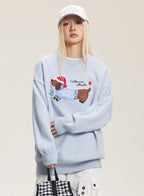 Embroidered Flocked Dog Print Knit Sweater - COPPING THREADS - CATTEE