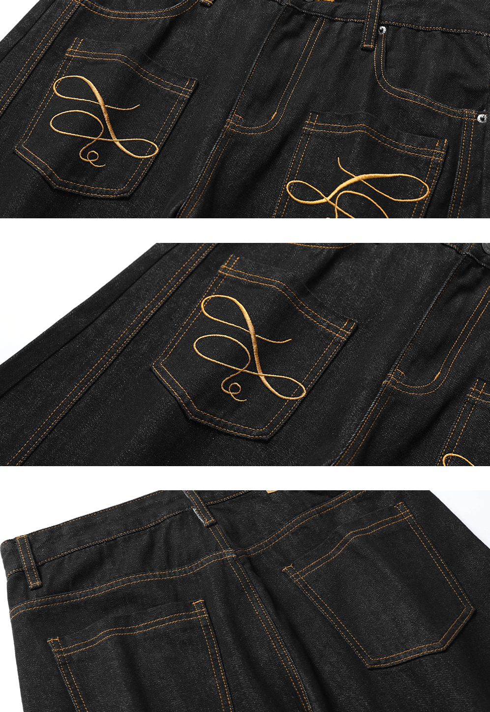 Embroidered Front Pockets Curved - Leg Jeans - COPPING THREADS - CT Select