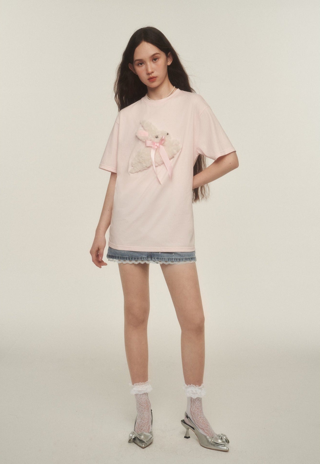 Embroidered Fuzzy Bunny Print Tee - COPPING THREADS - AYF