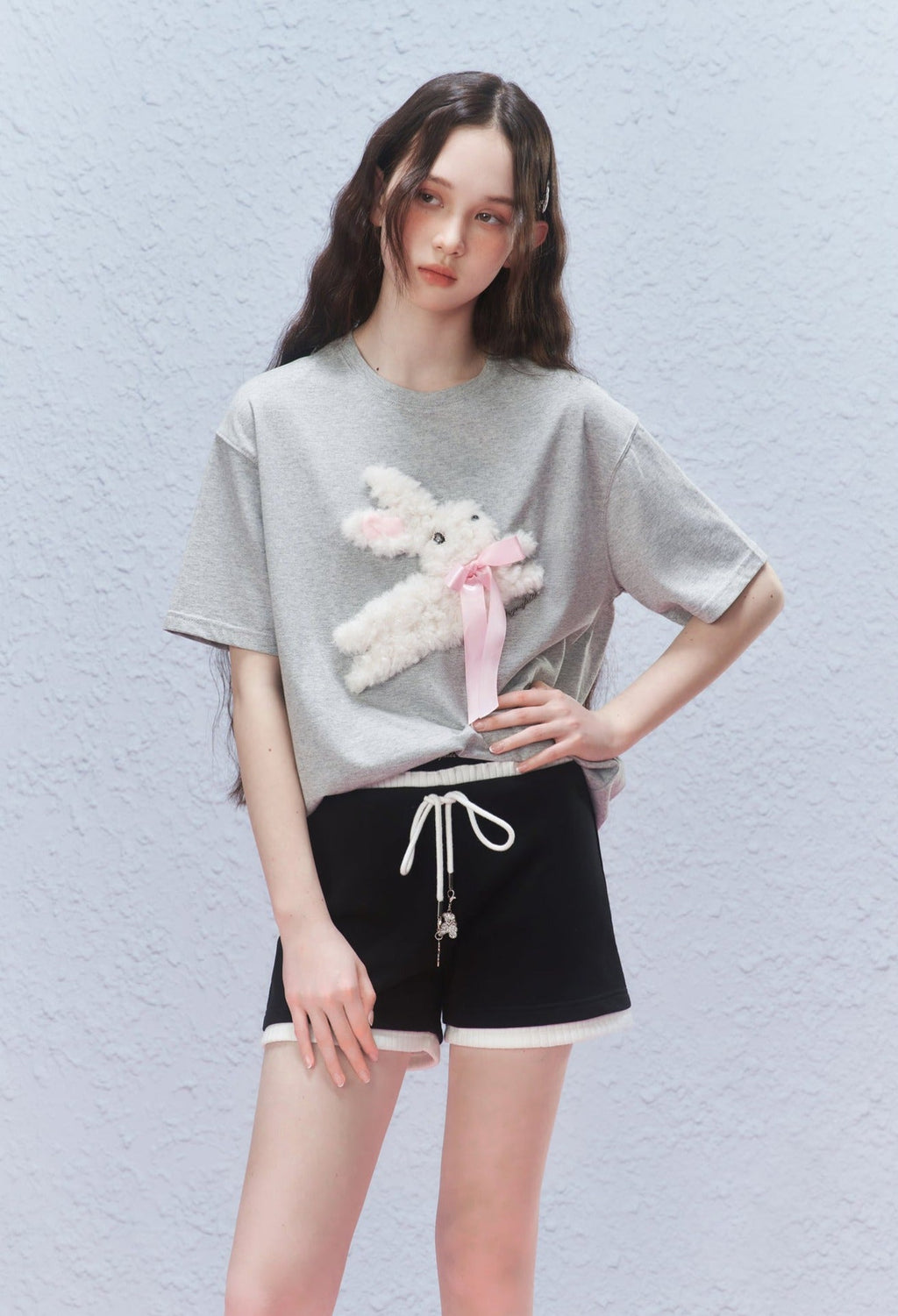 Embroidered Fuzzy Bunny Print Tee - COPPING THREADS - AYF