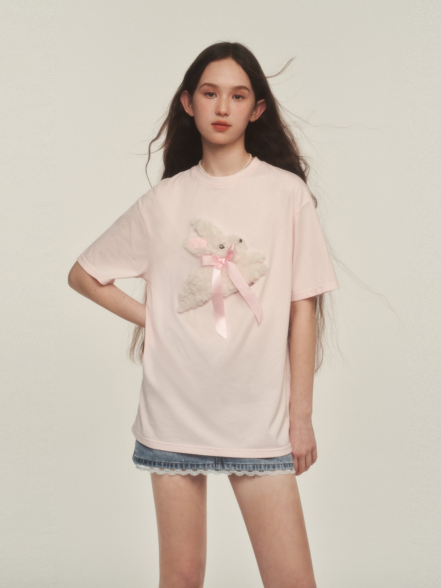 Embroidered Fuzzy Bunny Print Tee - COPPING THREADS - AYF