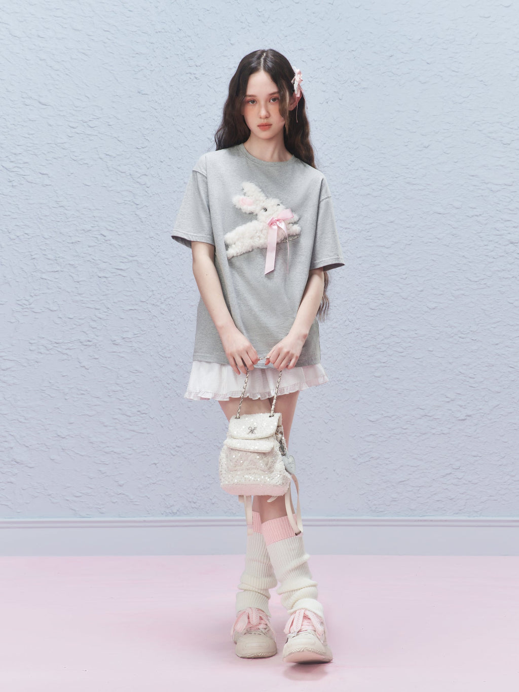 Embroidered Fuzzy Bunny Print Tee - COPPING THREADS - AYF