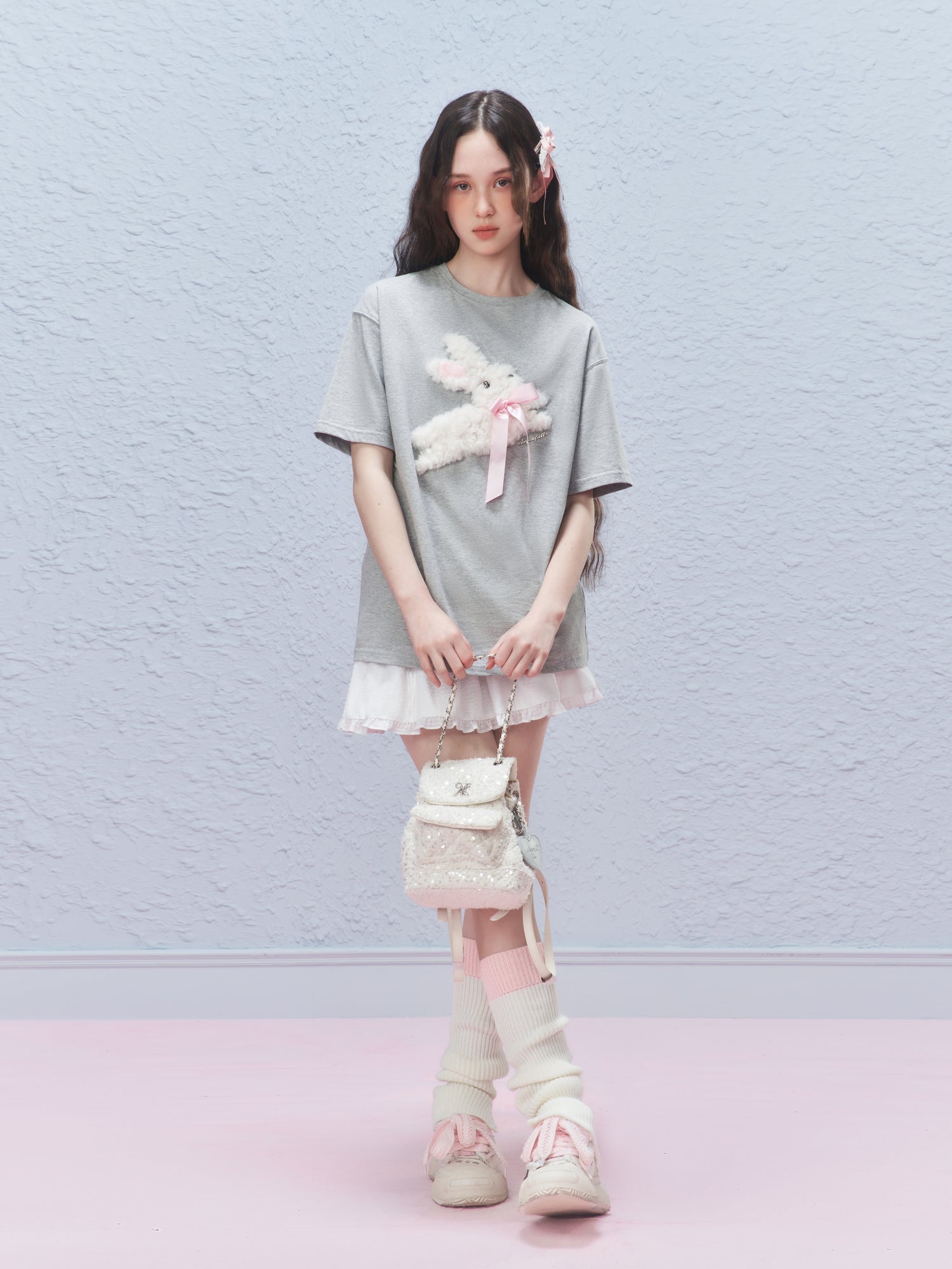 Embroidered Fuzzy Bunny Print Tee - COPPING THREADS - AYF