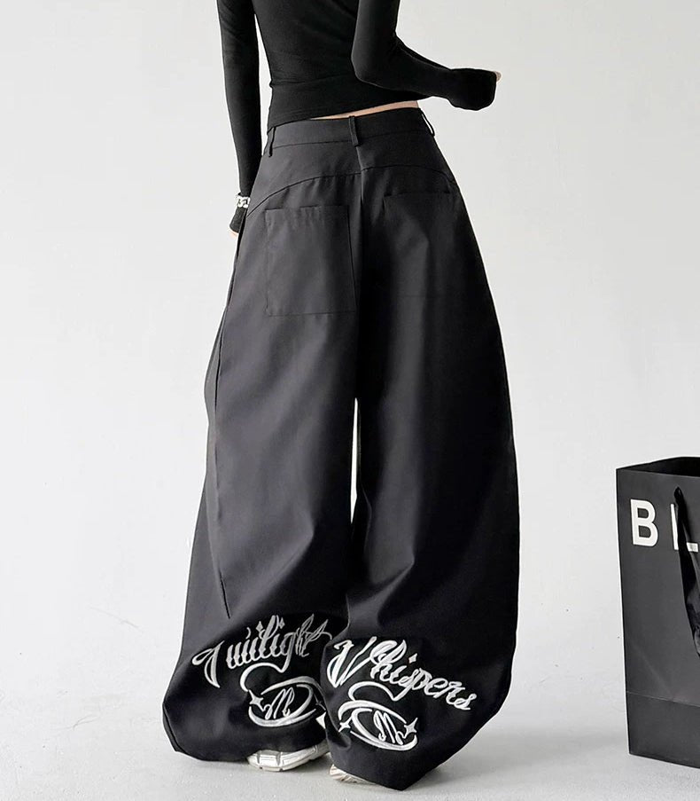 Embroidered-Hem Wide-Leg Pants - COPPING THREADS - CT ORIGINALS