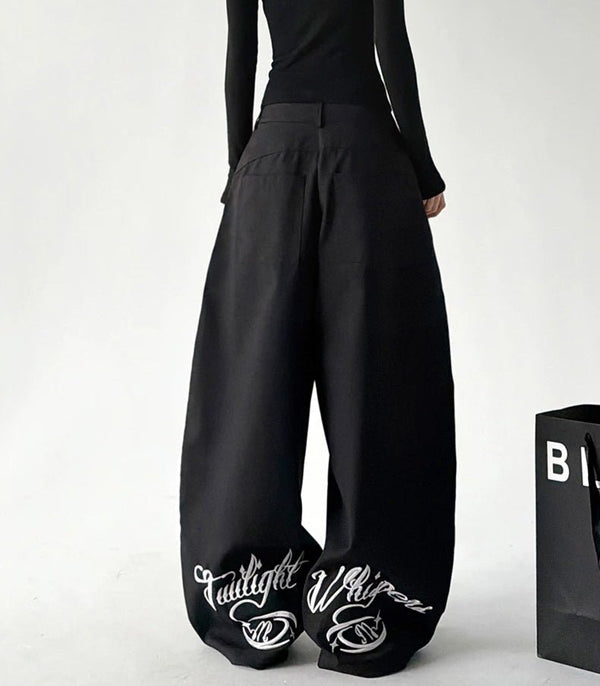 Embroidered-Hem Wide-Leg Pants - COPPING THREADS - CT ORIGINALS