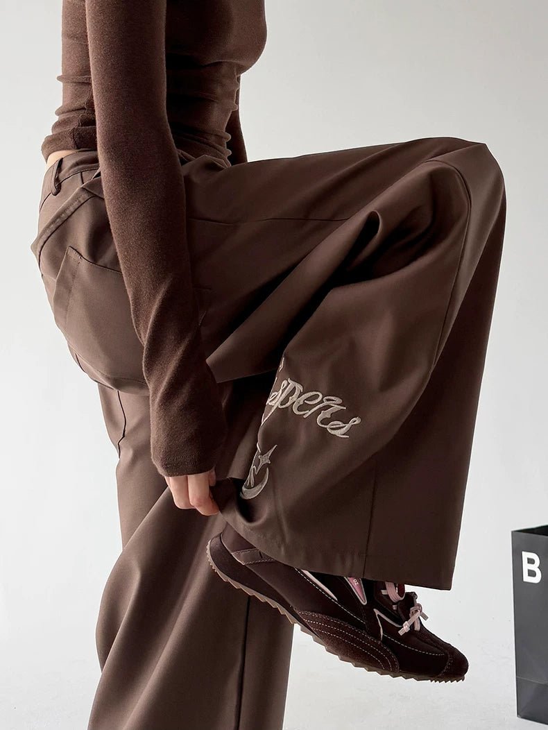 Embroidered-Hem Wide-Leg Pants - COPPING THREADS - CT ORIGINALS