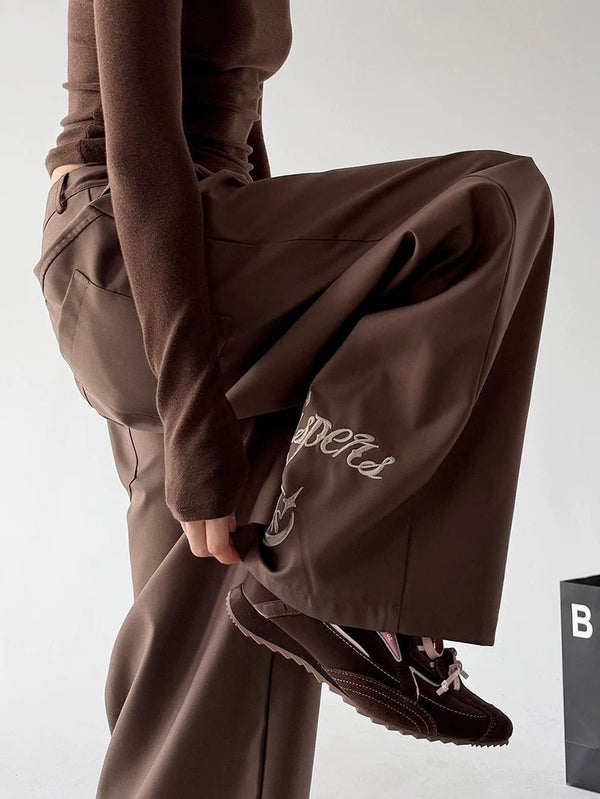 Embroidered-Hem Wide-Leg Pants - COPPING THREADS - CT ORIGINALS