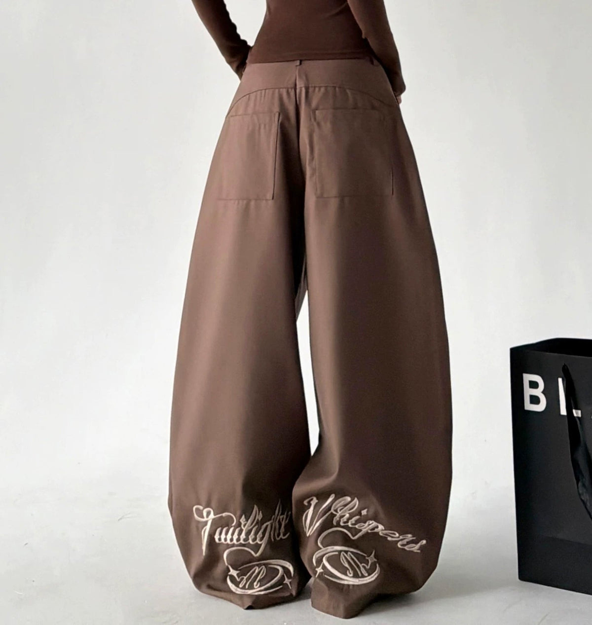 Embroidered-Hem Wide-Leg Pants - COPPING THREADS - CT ORIGINALS