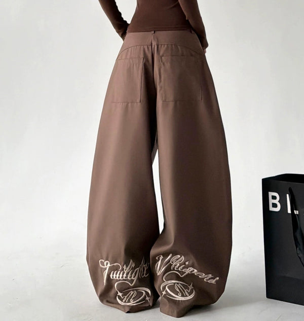 Embroidered-Hem Wide-Leg Pants - COPPING THREADS - CT ORIGINALS