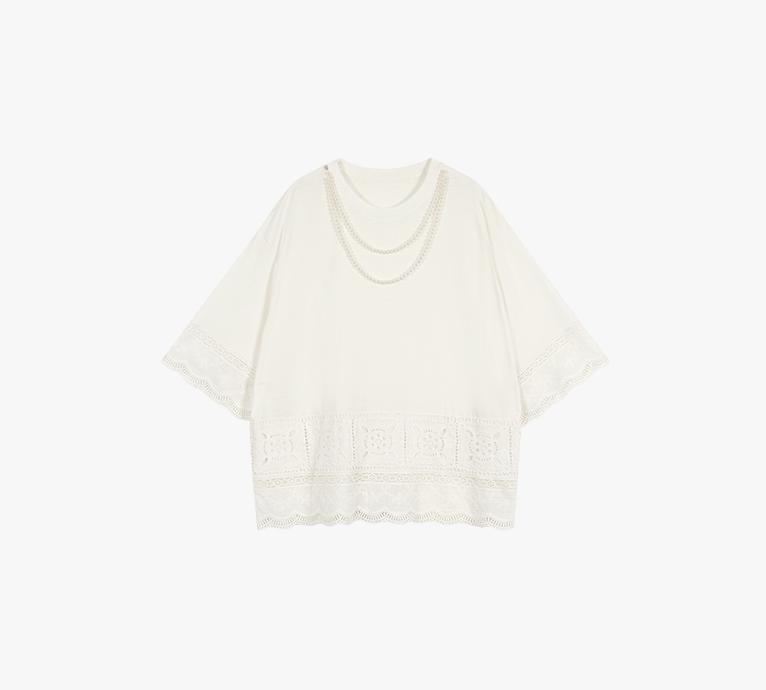 Embroidered Lace Panel Tee & Sheer Maxi Skirt Set - COPPING THREADS - LulusMiracle