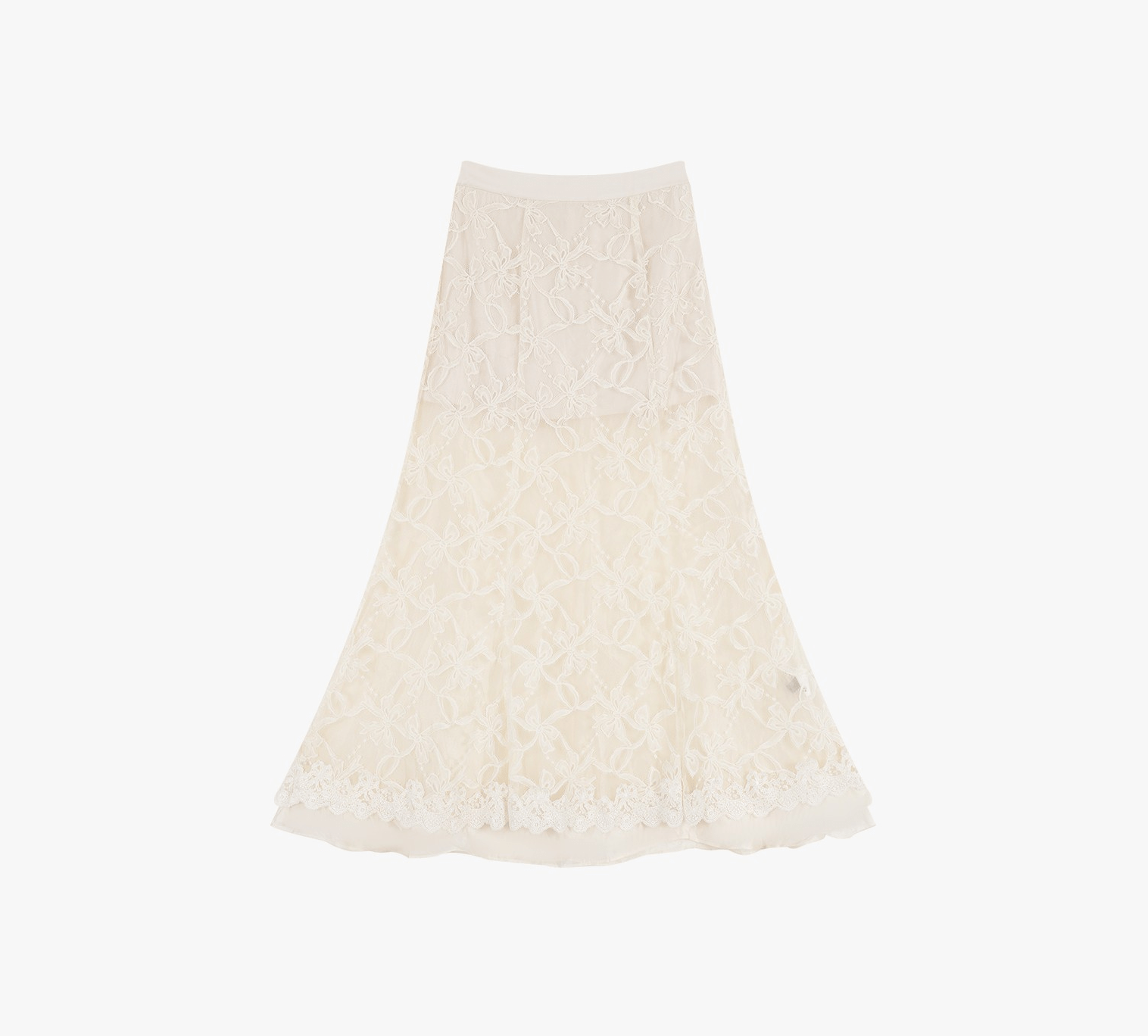 Embroidered Lace Panel Tee & Sheer Maxi Skirt Set - COPPING THREADS - LulusMiracle