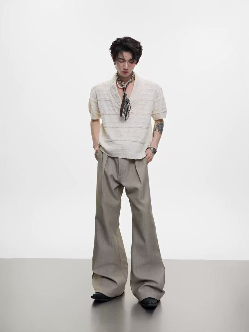 Embroidered Micro-Flare Tailored Pants - COPPING THREADS - Argue Culture