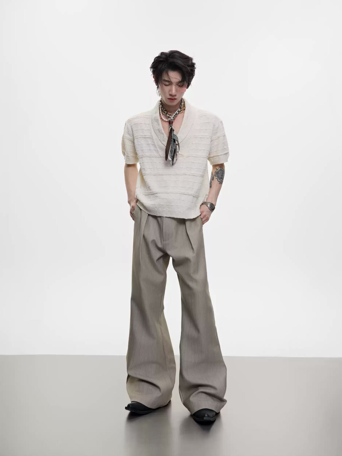 Embroidered Micro-Flare Tailored Pants - COPPING THREADS - Argue Culture