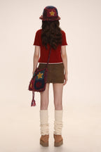 Embroidered Rabbit Logo Short Sleeve Knit Cardigan - COPPING THREADS - MOROMORO