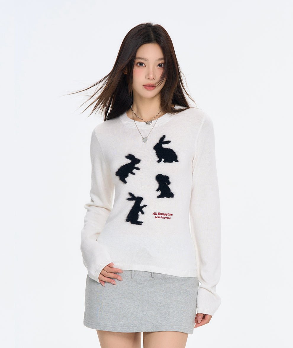 Embroidered Rabbit Mink Fleece Cropped Sweater - COPPING THREADS - CT Select Hauptbild