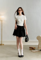 Embroidered Ruffled Trim Bow Tie Tee - COPPING THREADS - AYF