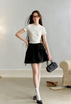 Embroidered Ruffled Trim Bow Tie Tee - COPPING THREADS - AYF