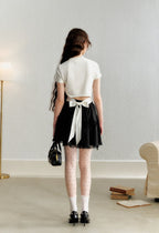 Embroidered Ruffled Trim Bow Tie Tee - COPPING THREADS - AYF