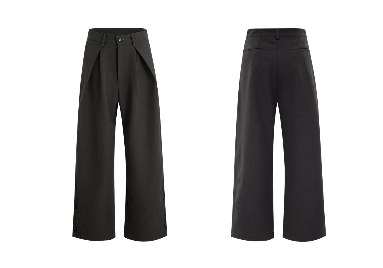 Embroidered Side Panel Wide - Leg Trousers - COPPING THREADS - ArguE CulturE
