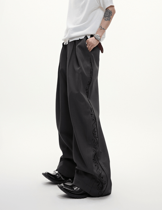 Embroidered Side Panel Wide-Leg Trousers Main Image