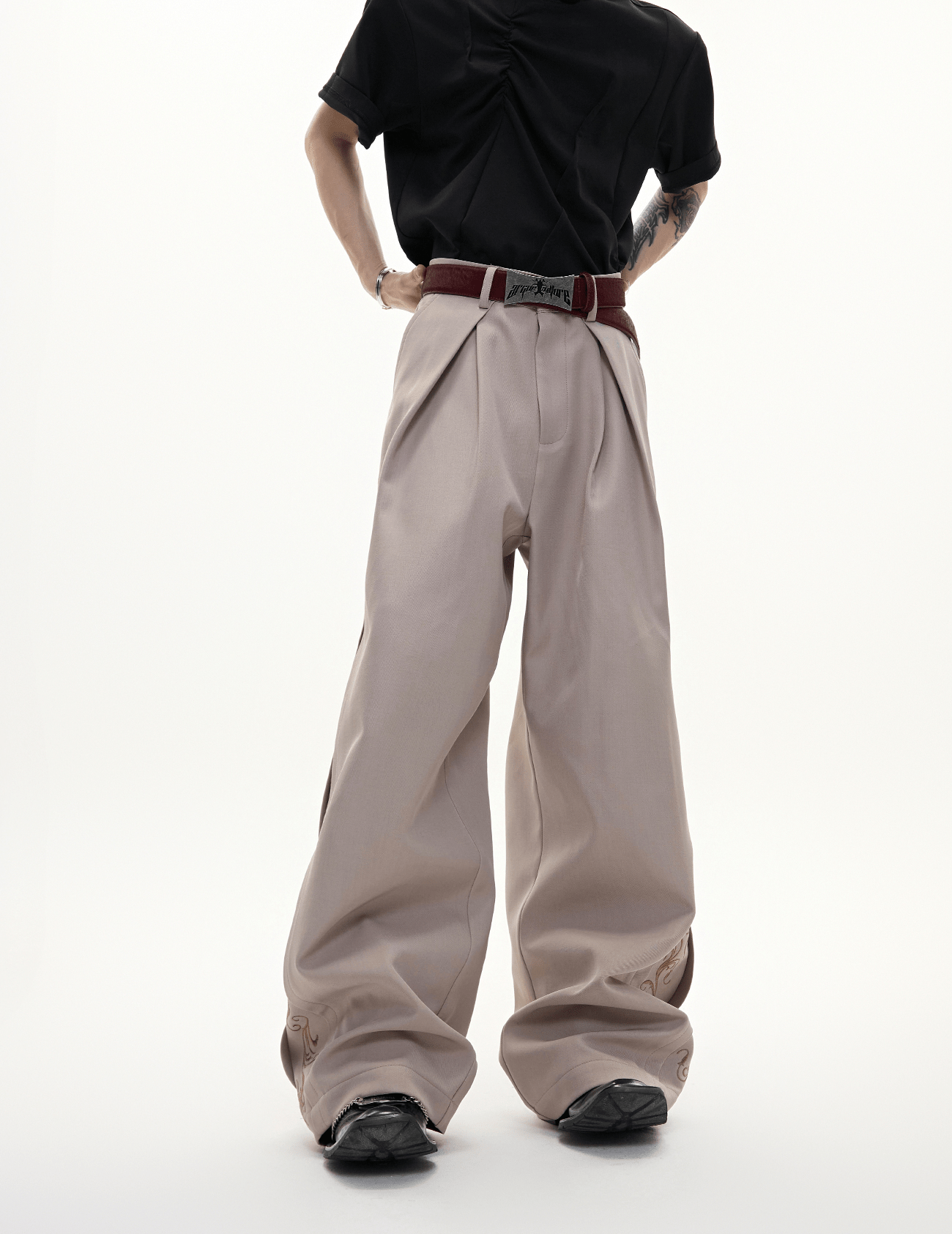 Embroidered Side Panel Wide - Leg Trousers - COPPING THREADS - ArguE CulturE