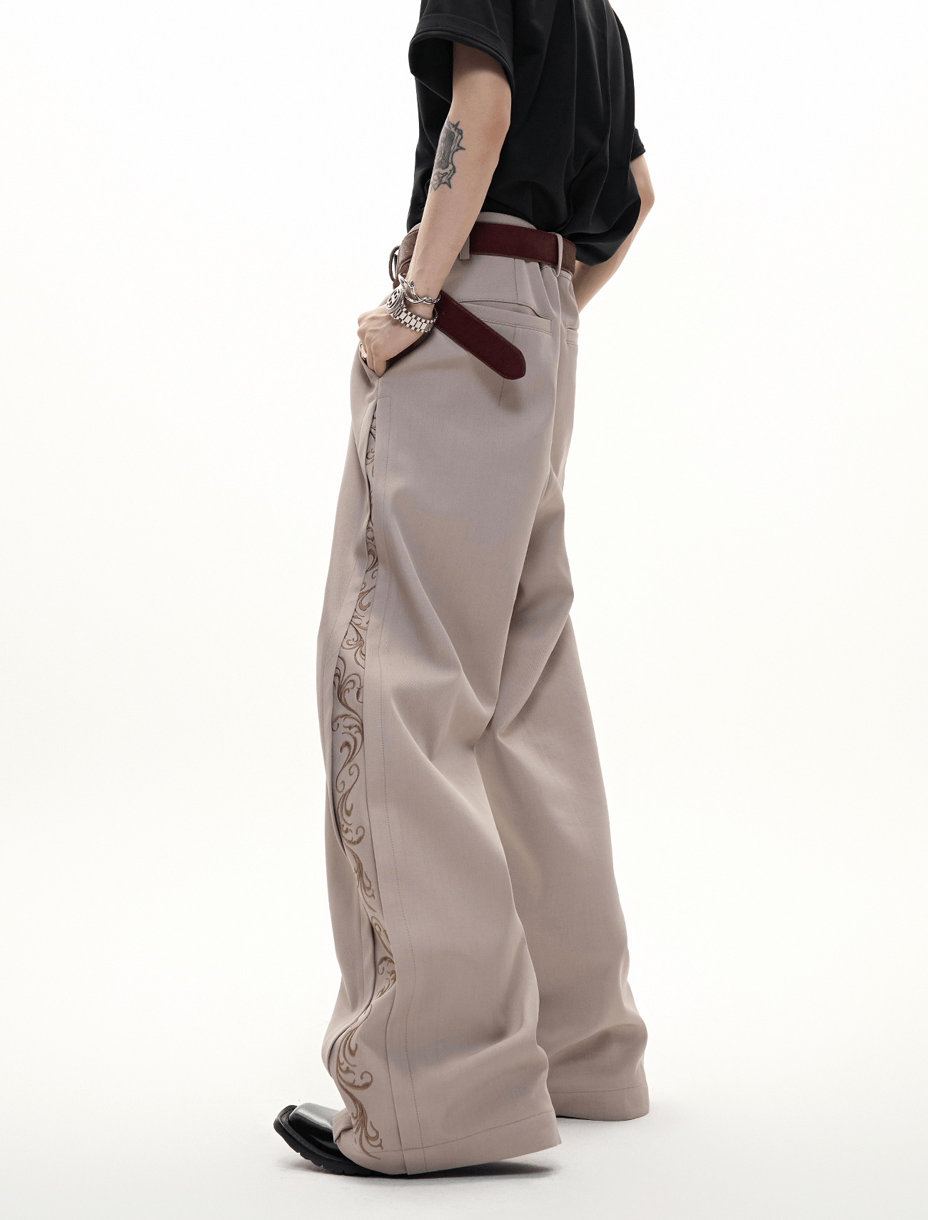Embroidered Side Panel Wide - Leg Trousers - COPPING THREADS - ArguE CulturE