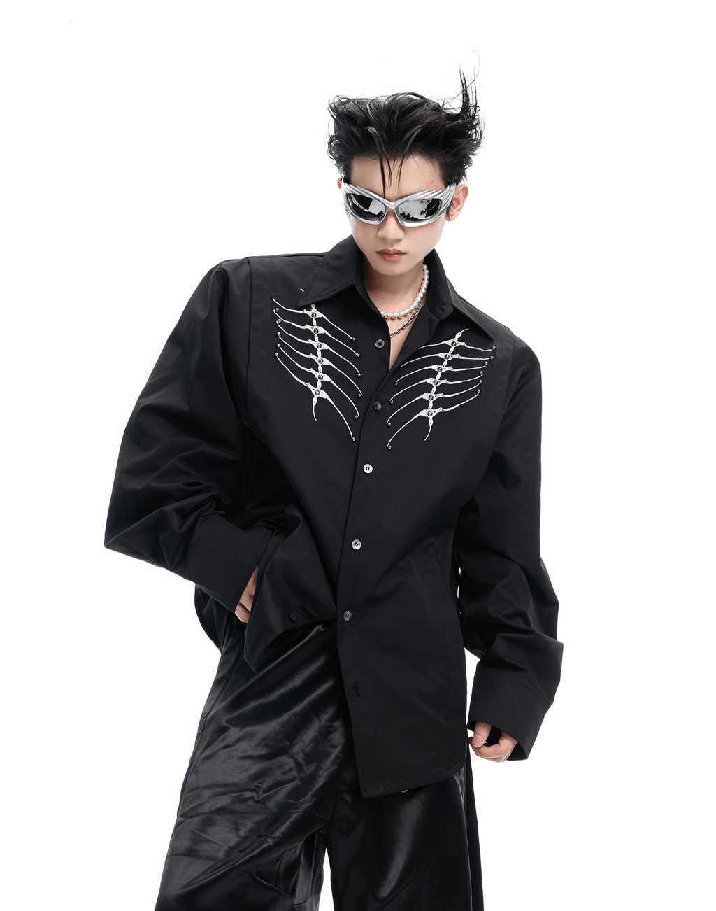Embroidered Studded Spine Texture Shirt - COPPING THREADS - ArguE CulturE