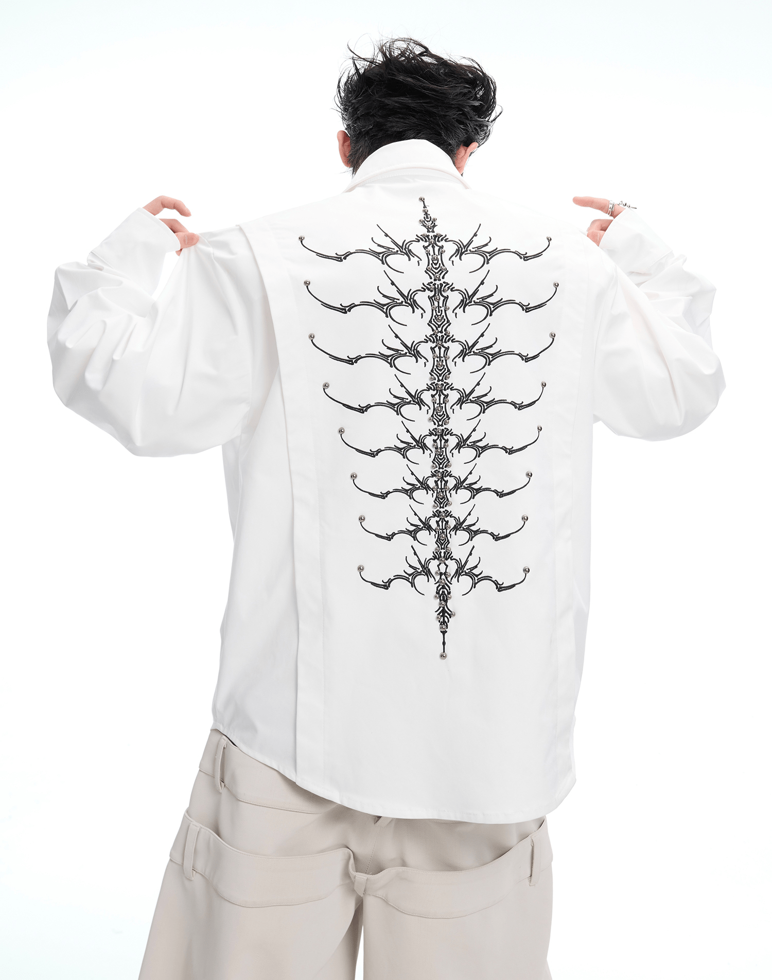 Embroidered Studded Spine Texture Shirt - COPPING THREADS - ArguE CulturE