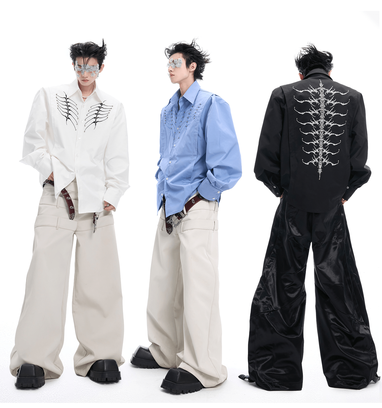 Embroidered Studded Spine Texture Shirt - COPPING THREADS - ArguE CulturE