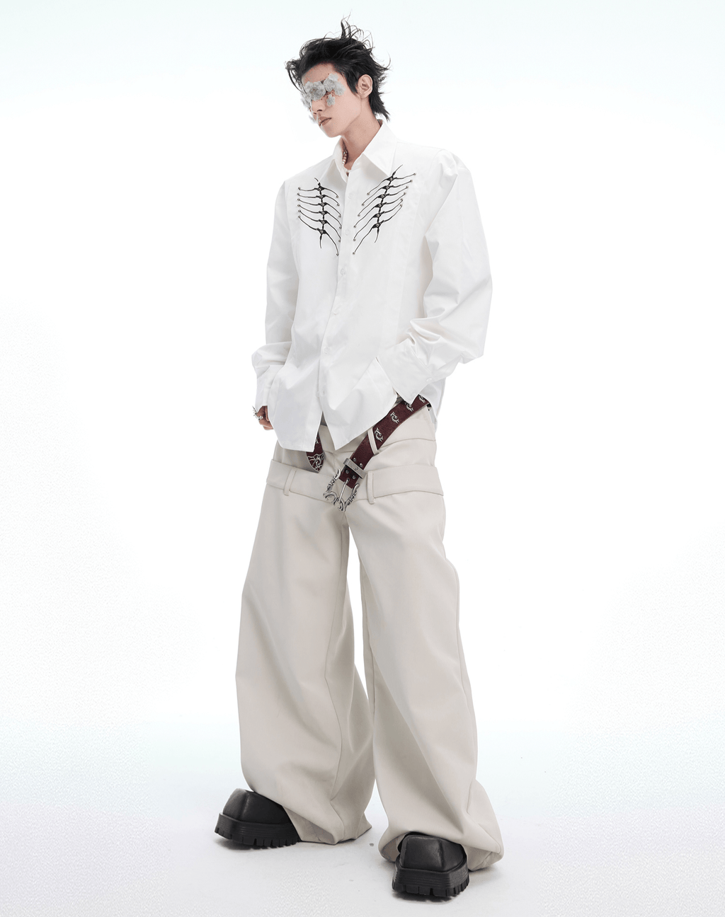 Embroidered Studded Spine Texture Shirt - COPPING THREADS - ArguE CulturE