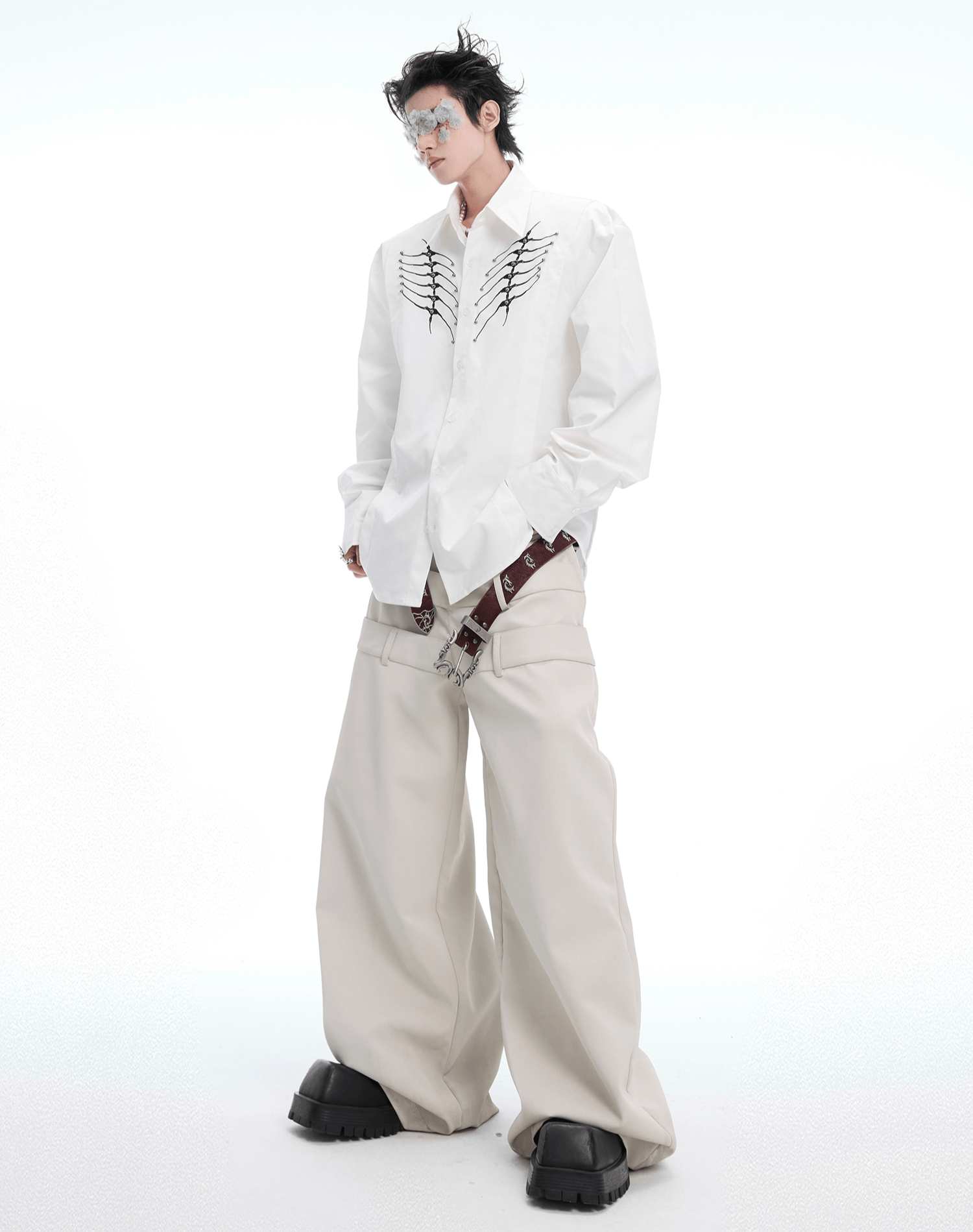 Embroidered Studded Spine Texture Shirt - COPPING THREADS - ArguE CulturE