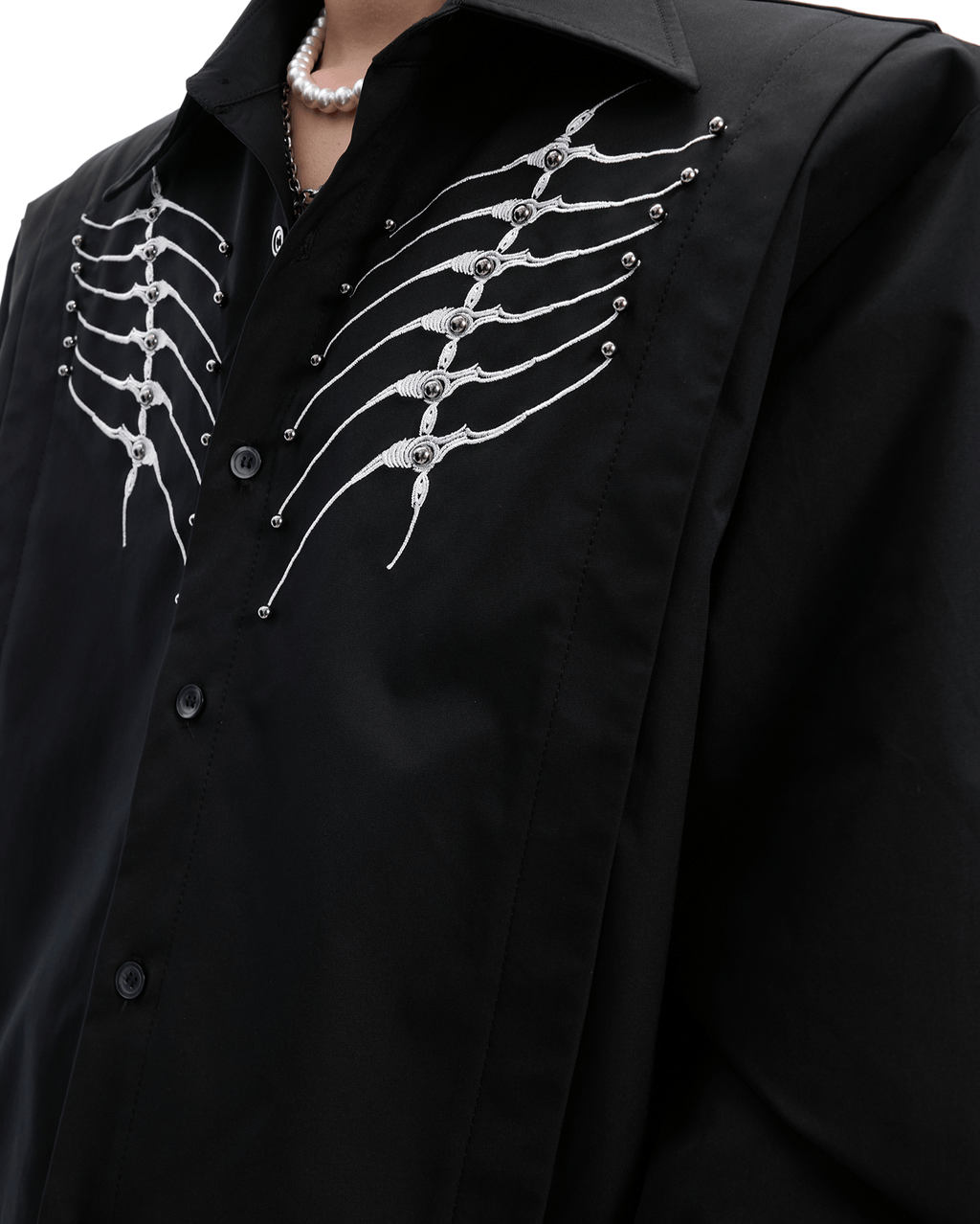 Embroidered Studded Spine Texture Shirt - COPPING THREADS - ArguE CulturE
