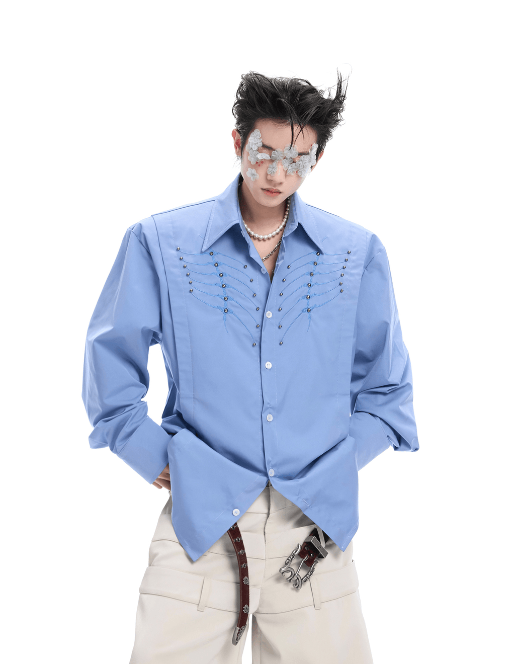 Embroidered Studded Spine Texture Shirt - COPPING THREADS - ArguE CulturE