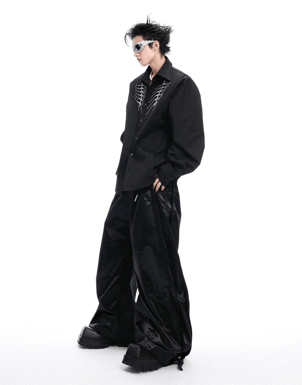 Embroidered Studded Spine Texture Shirt - COPPING THREADS - ArguE CulturE