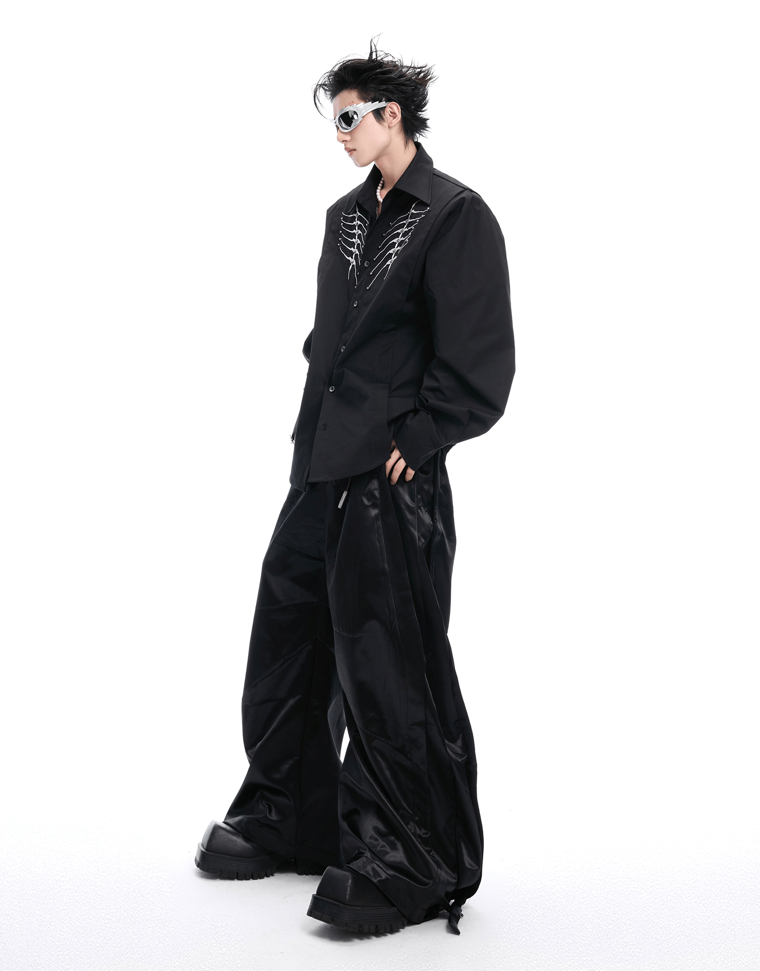 Embroidered Studded Spine Texture Shirt - COPPING THREADS - ArguE CulturE