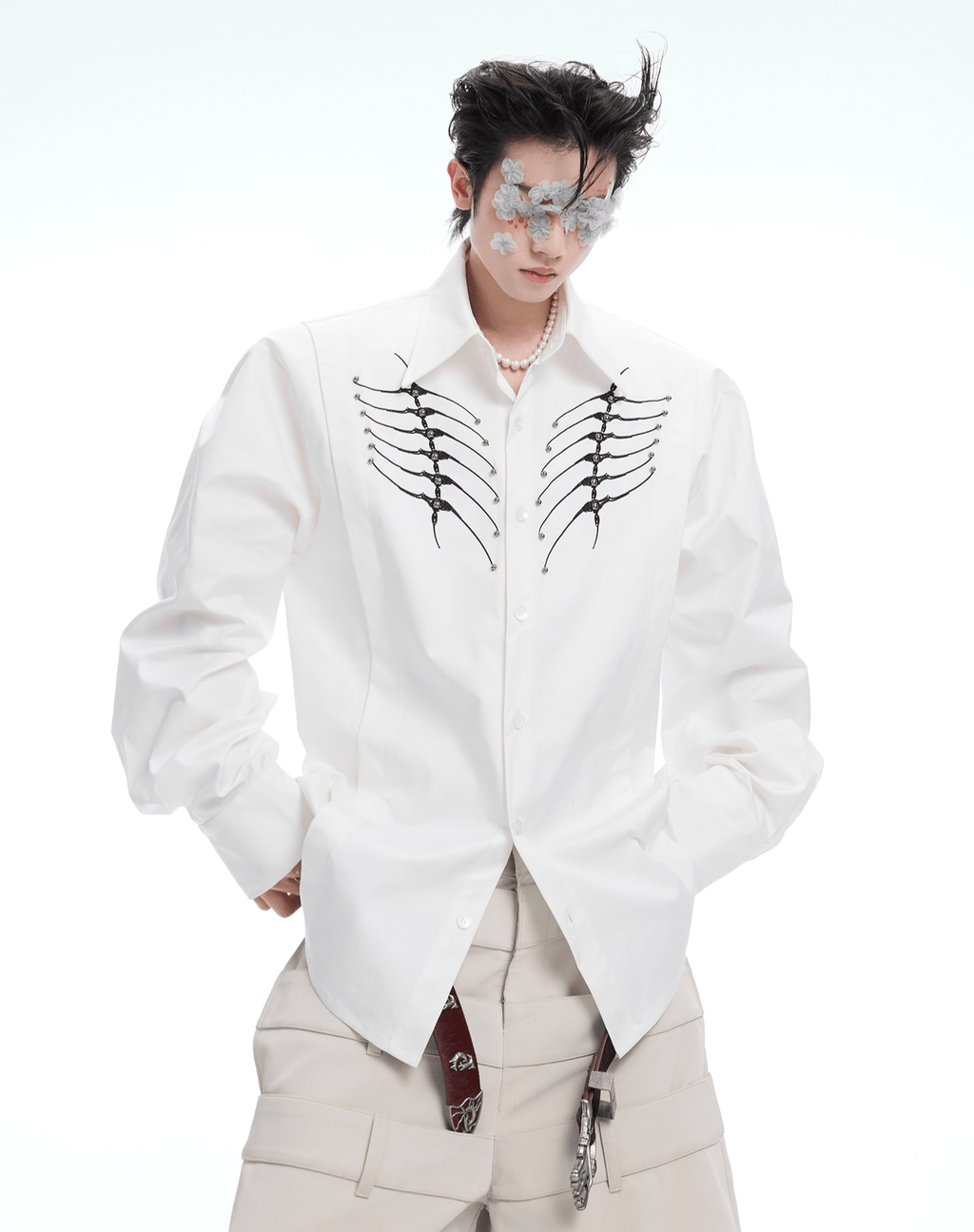 Embroidered Studded Spine Texture Shirt - COPPING THREADS - ArguE CulturE