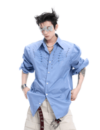 Embroidered Studded Spine Texture Shirt - COPPING THREADS - ArguE CulturE