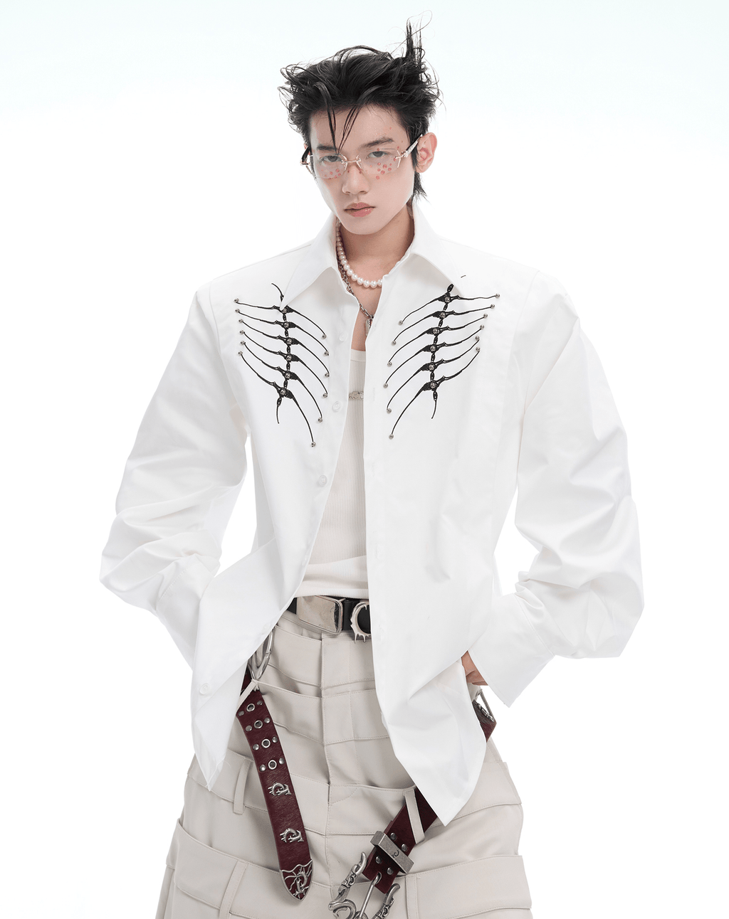 Embroidered Studded Spine Texture Shirt - COPPING THREADS - ArguE CulturE