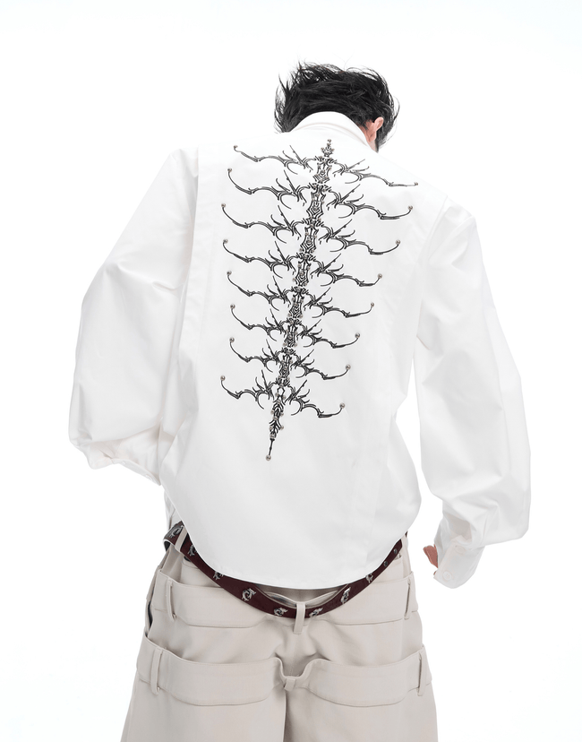 Embroidered Studded Spine Texture Shirt - COPPING THREADS - ArguE CulturE Hover Image