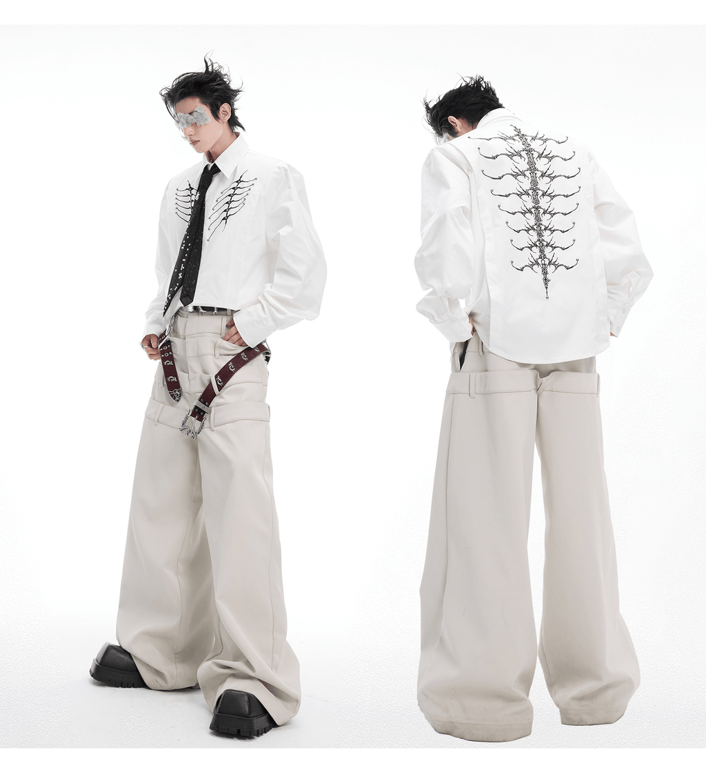 Embroidered Studded Spine Texture Shirt - COPPING THREADS - ArguE CulturE