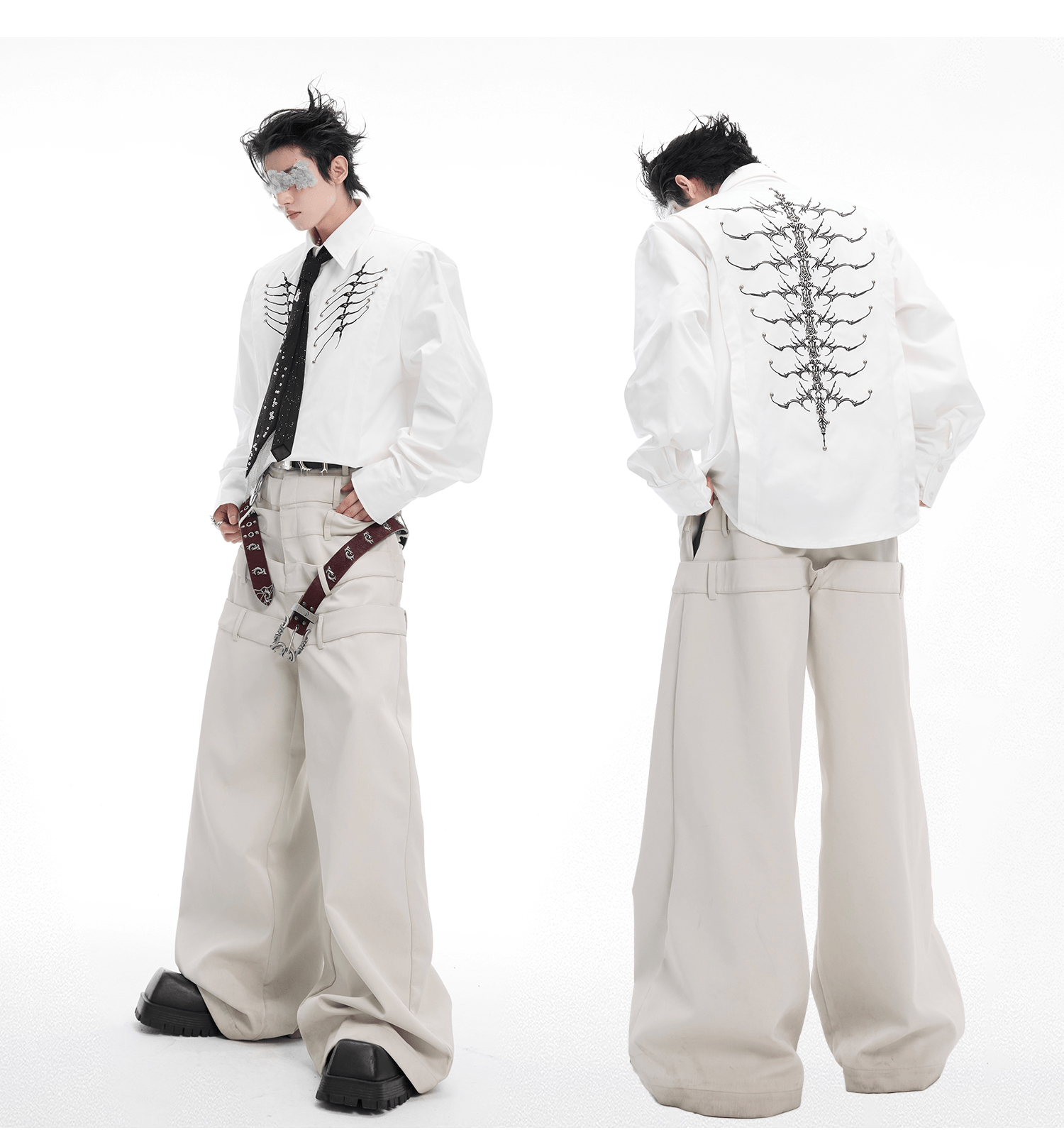 Embroidered Studded Spine Texture Shirt - COPPING THREADS - ArguE CulturE