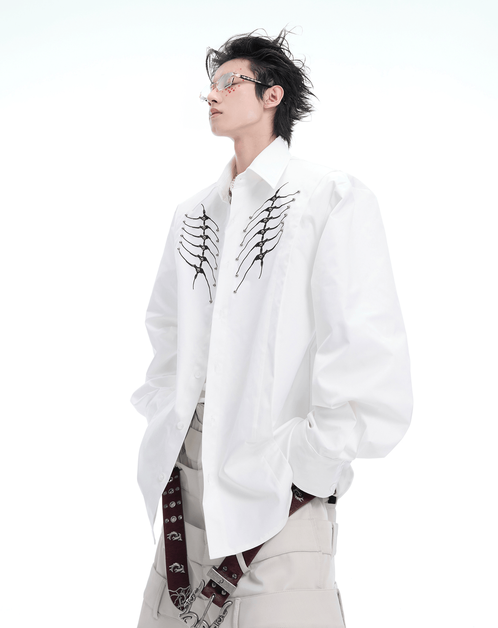Embroidered Studded Spine Texture Shirt - COPPING THREADS - ArguE CulturE