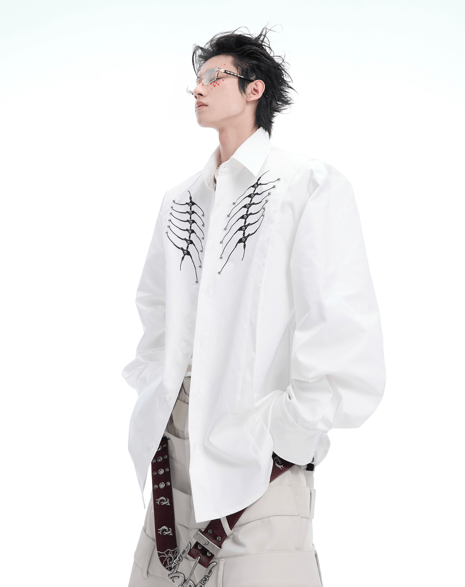 Embroidered Studded Spine Texture Shirt - COPPING THREADS - ArguE CulturE