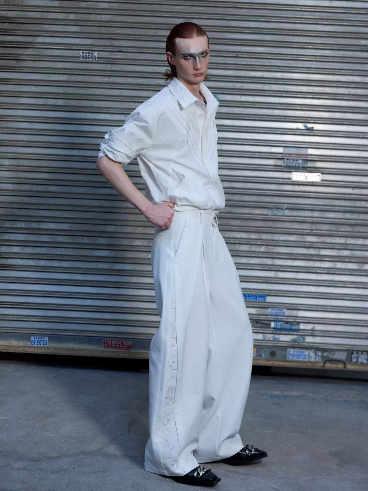 Embroidered Wide-Leg Tailored Pants - COPPING THREADS - Argue Culture