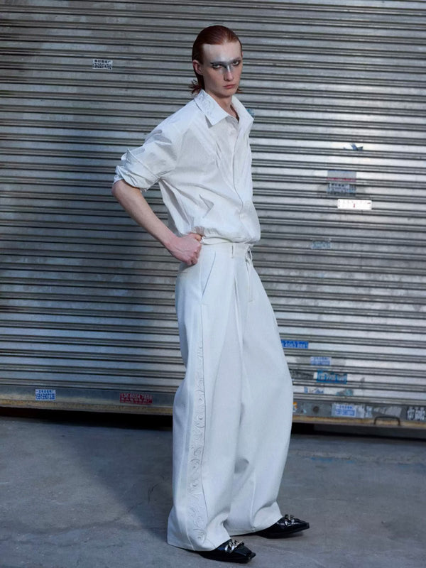 Embroidered Wide-Leg Tailored Pants - COPPING THREADS - Argue Culture