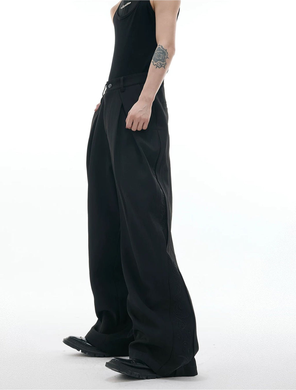 Embroidered Wide-Leg Tailored Pants - COPPING THREADS - Argue Culture