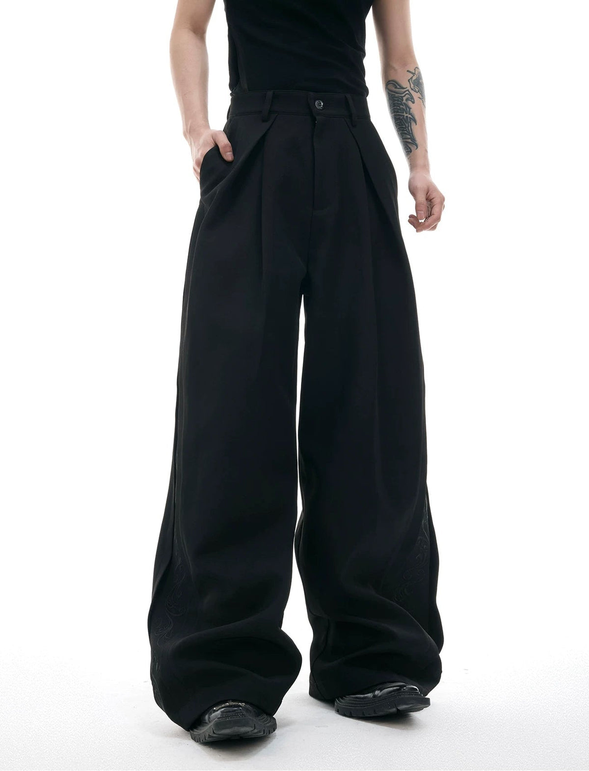Embroidered Wide-Leg Tailored Pants - COPPING THREADS - Argue Culture